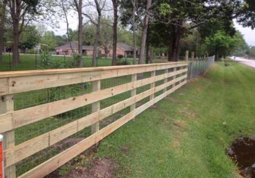 agricultural fencing in light wood