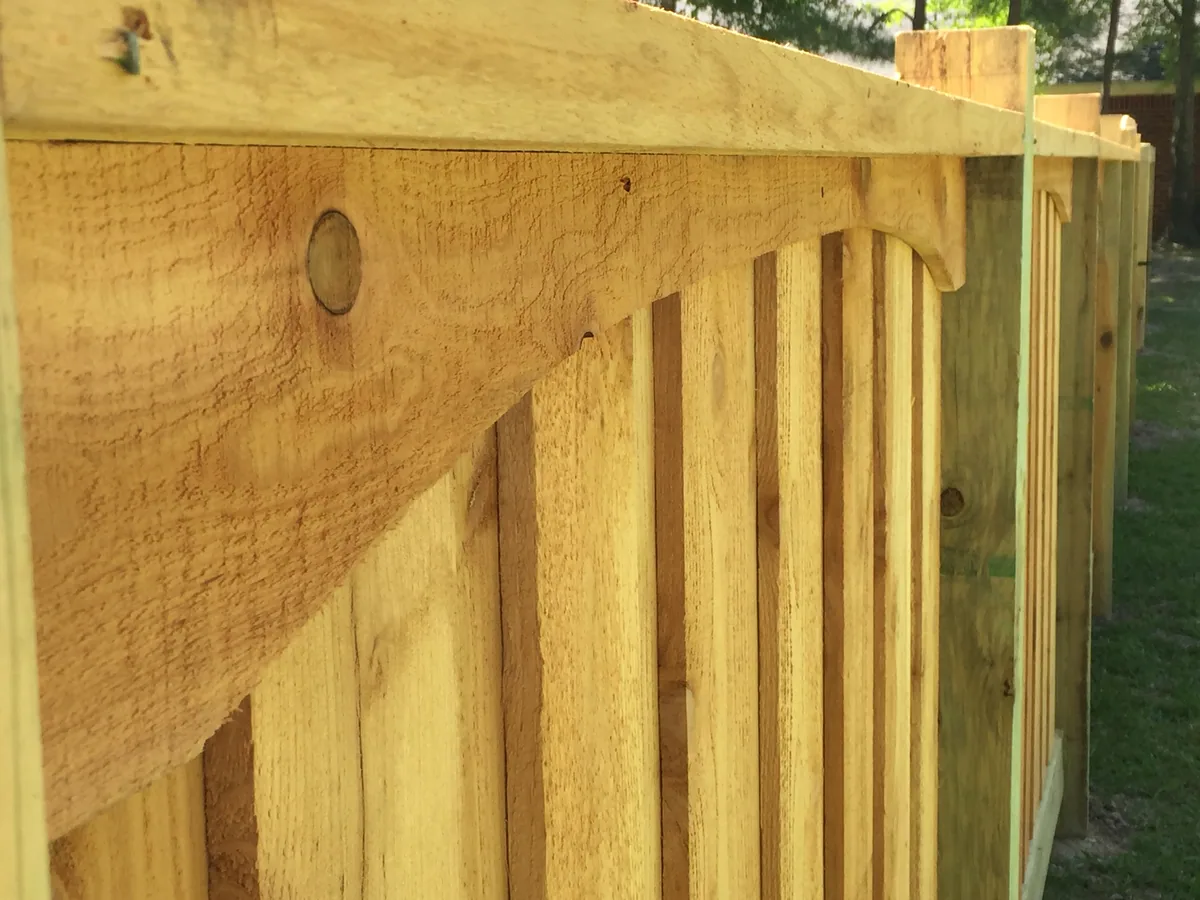 Cedar gate frame with a cap rail and diagonal brace